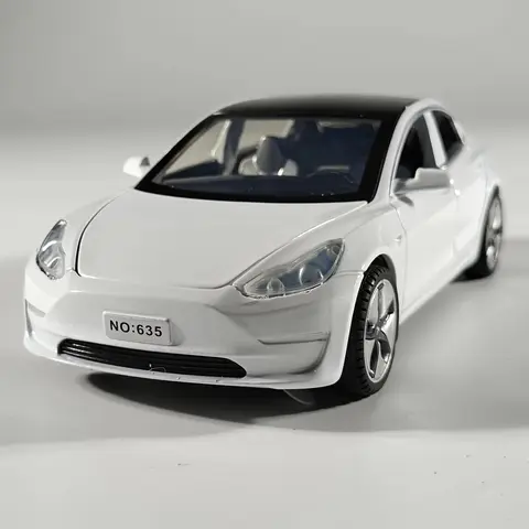 1:32 Model 3 Model X Alloy Diecast Metal Model Car Sound & Light Mini GT Miniature Collections Decorative Ornaments Gifts Friend