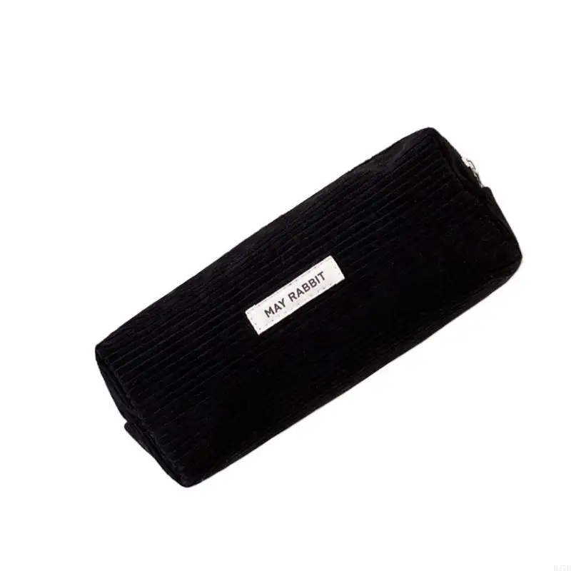 H37B Pencil Large Capacity Pencil Case Corduroy Pencil Bag Makeup Bag Practical Stationery Bag Makeup Bag Cosmetic Bag