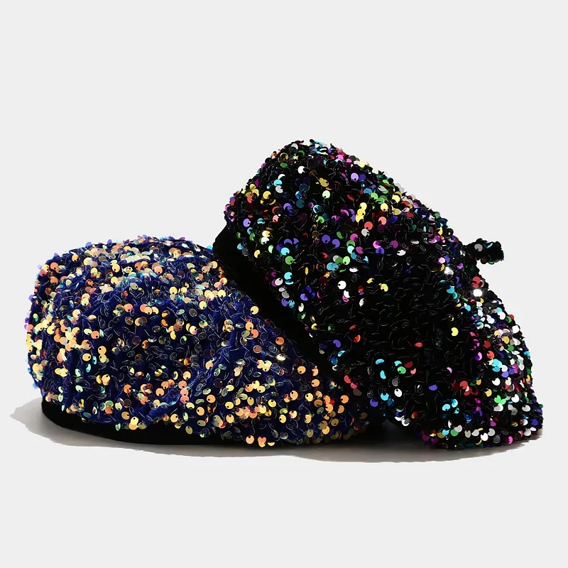 Ladies Girls Sequin Beret Women Elegant Octagonal Cap Personality Painter Pumpkin Hat for Festival Party Club Halloween
