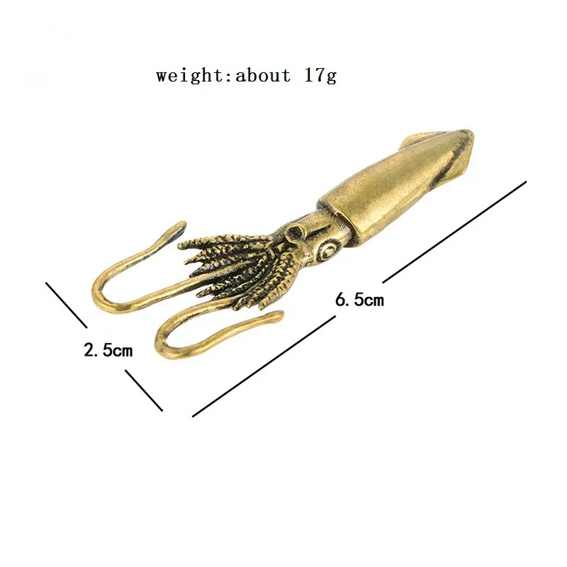 Retro Squid Figurines Miniatures Solid Brass Sea Animal Statue Tea Pet Desk Ornament Lucky Home Decorations Accessories Crafts