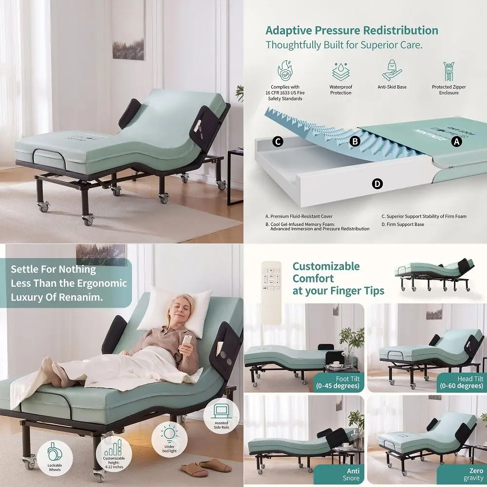 

Nights z4 Adjustable Bed Frame for Storage Beds with Massage AntiSnore, Zero G, USB Charging Station, Wireless Remote Head and