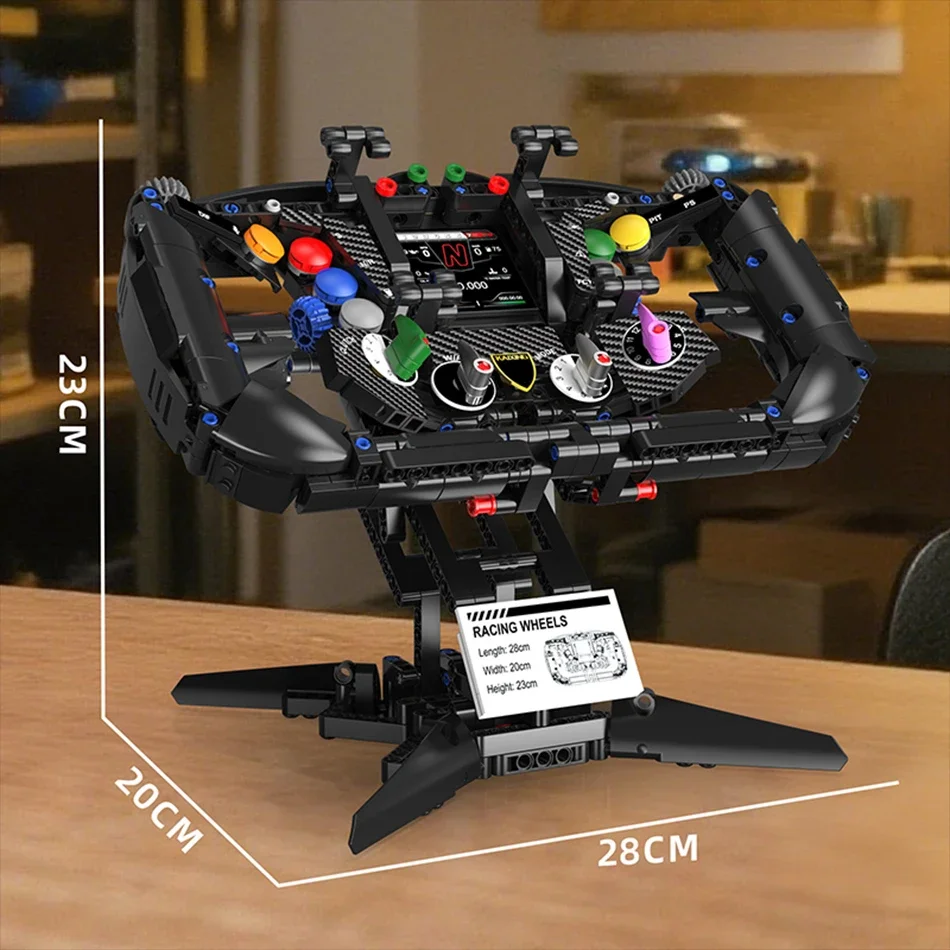 MOC Technical Classic Racing Simulator Steering Wheel Building Blocks Creative Mobile Phone Holder Bricks Toy for Adult Kid Gift