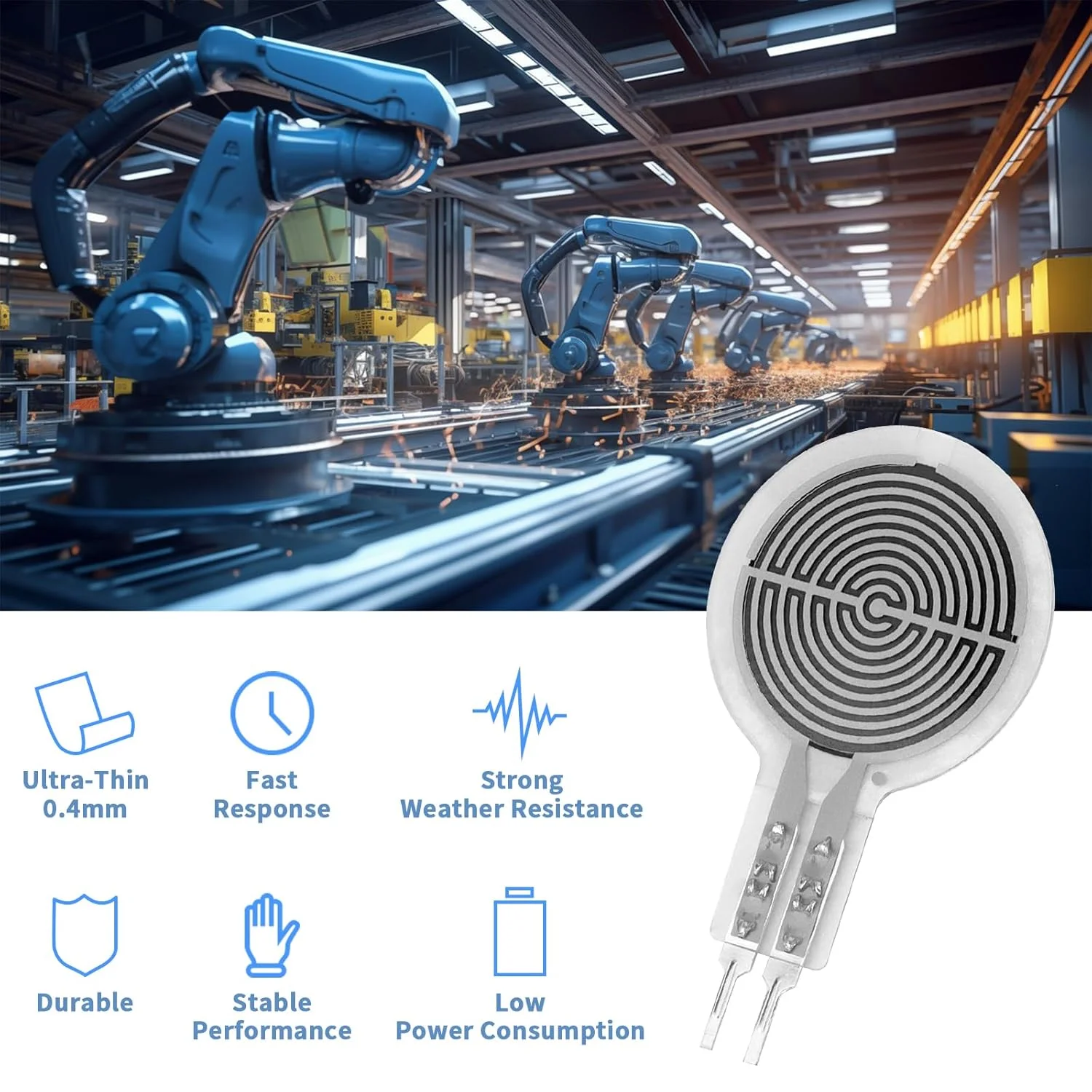 4PCS RP-C10/RP-C18 Flexible Film Pressure Resistance Sensor Assists Pressure Sensing Pen Tactile Intelligent Force Sensing FSR