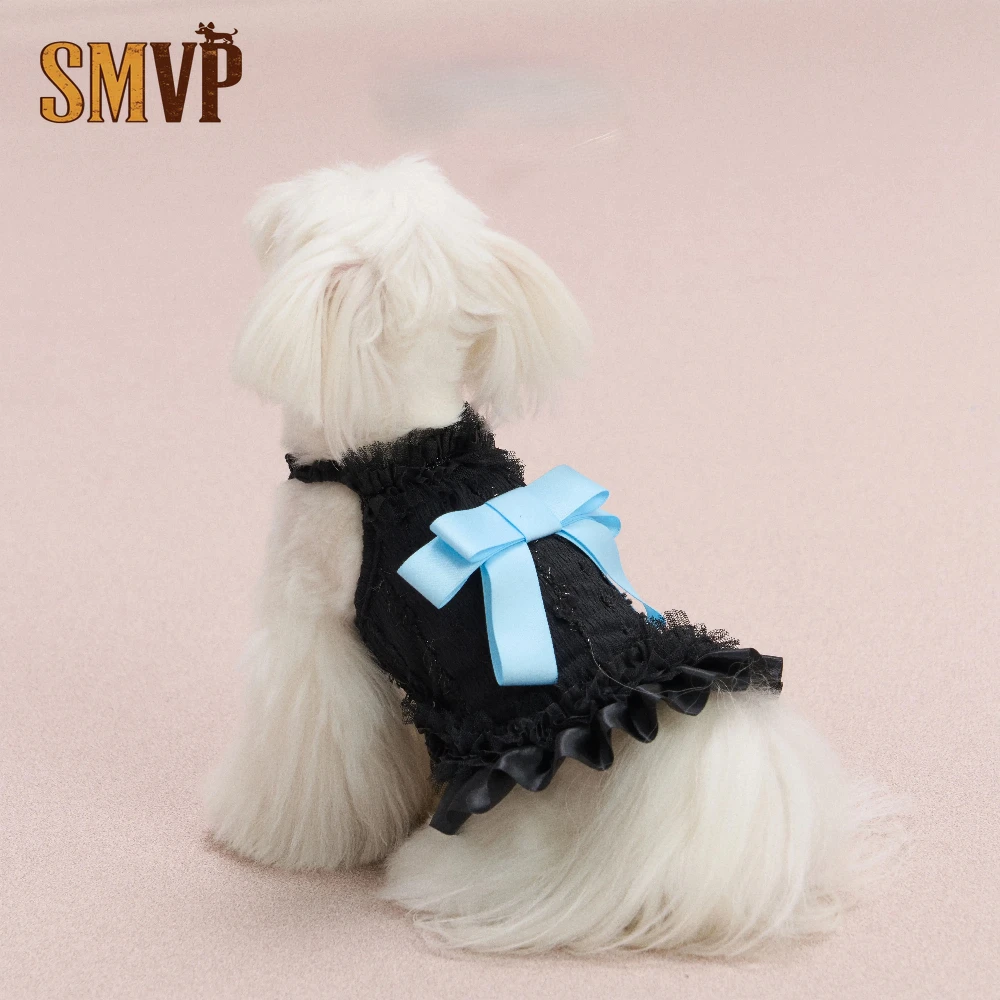 

Оригинальный дизайн, черное сетчатое кружевное платье с бантом на подтяжках, украшенное большим бантом, сексуальное и милое, для маленьких и средних собак