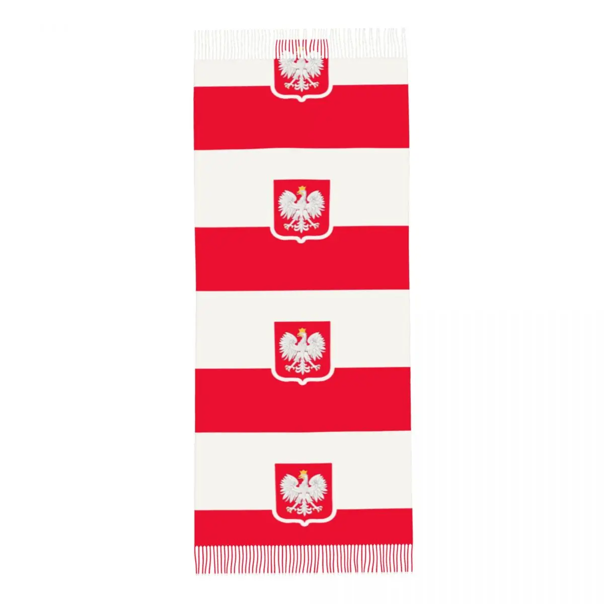 Women's Tassel Scarf Polska Flag Large Winter Warm Shawl Wrap Polish Poland Daily Wear Cashmere Scarf