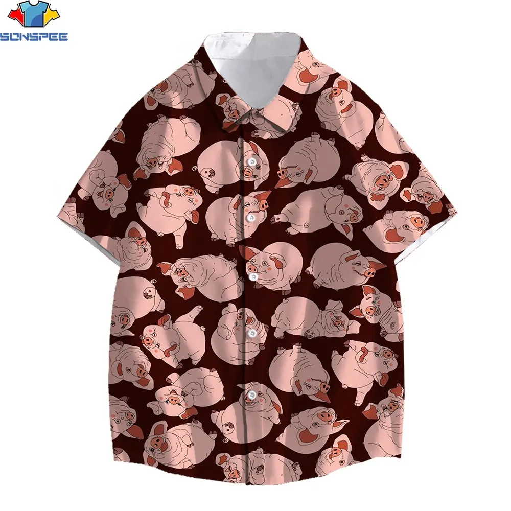 SONSPEE 3D Druck Strand Urlaub Hawaiian Shirt Die Sieben Todsünden Anime Magische Hog Schwein Tier Hawk Harajuku Lose Shirts top