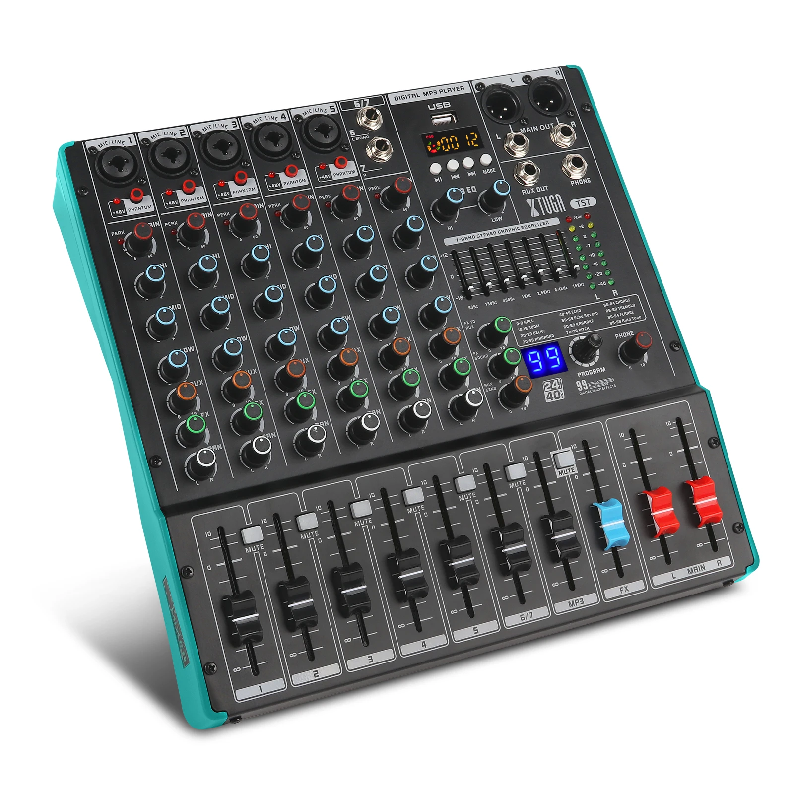 เครื่องผสมเสียง TLF Xtuga รุ่น TS7 อุปกรณ์ดนตรีสำหรับสตูดิโอ 7  99 รีเวิร์บ คอนโซลระดับมืออาชีพ