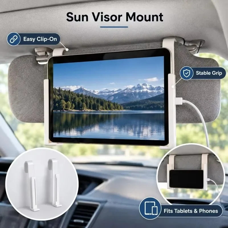 Adjustable Visor Mount Bracket Car Passenger Seat Sun Visor Tablet Phone Holder Universal Hands-free Stand for Tablet Smartphone