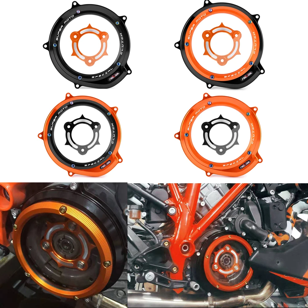 

Motorcycle Racing Clear Clutch Cover & Spring Retainer R For K-TM 1290 Superduke R /GT 2014-2024 1050 Adv 1190 1090 Adventure/R