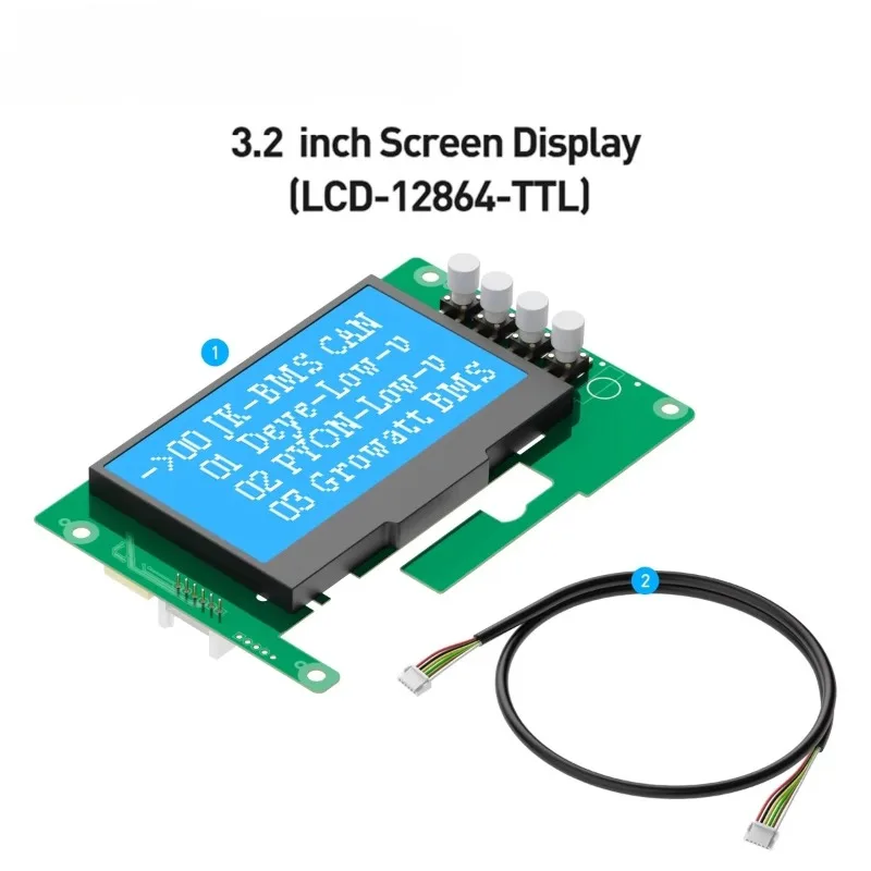 JIKONG 3.2inch V19 SOC Dot Matrix Screen Display Only Use For JKBMS PB Series Energy Storage BMS Dedicated LCD-12864-TTL Display