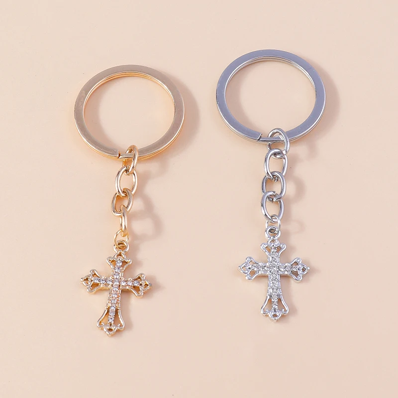 

Fashion Crystal Cross Charms Keychains Souvenir Gifts for Women Men Car Key Handbag Pendants Keyrings DIY Jewelry Accessories