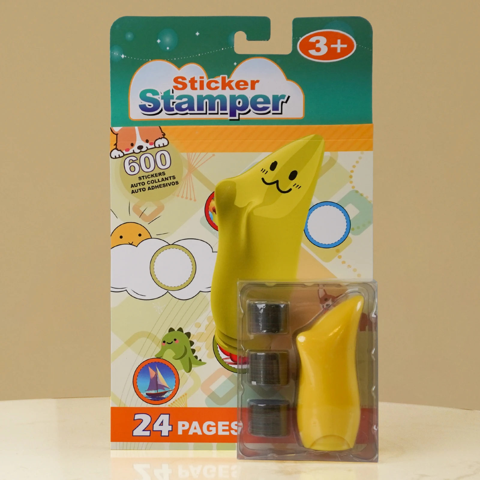 Sticker Stamper with 600 Stickers for Kids, Arts and Crafts Sticker Book for Toddlers, Creative Play Travel Toy for Girls Boys