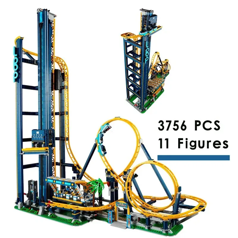 

3756 PCS IN STOCK Loop Roller Coaster Fairground Building Blocks Bricks Christmas Birthday Toy Gift Compatible 10303 66503