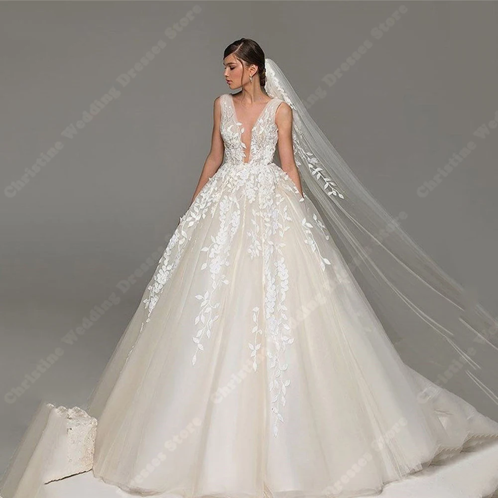 Luxuriöse Elfenbein Frauen Brautkleider glattes Material A-Linie Brautkleider Wisch länge Vestidos de Novias Estilo Boho Chic 2024