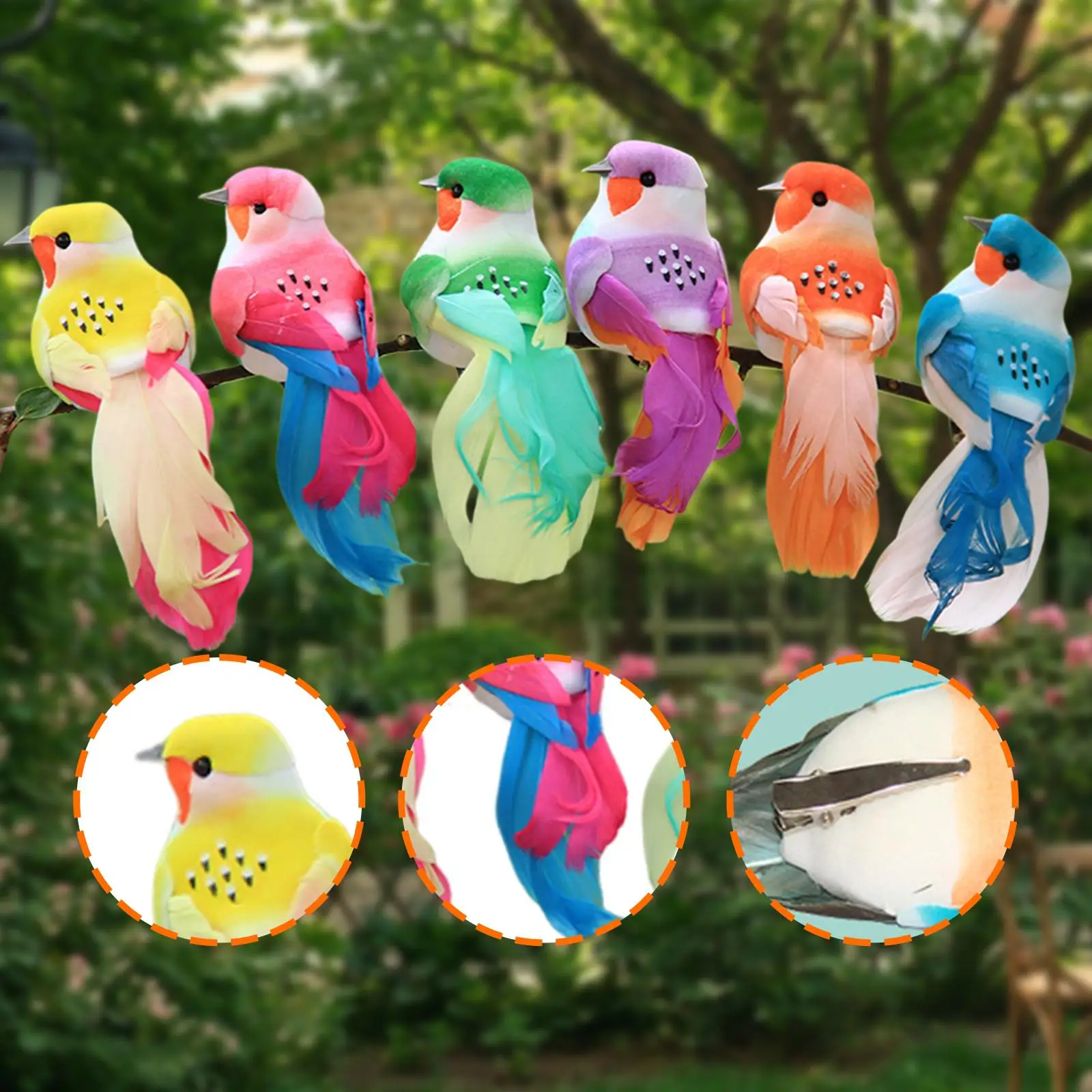 Simulation Bird Models Lifelike Feather Birds Crafts for Garden Yard Tree Ornaments Outdoor Festival Decoration
