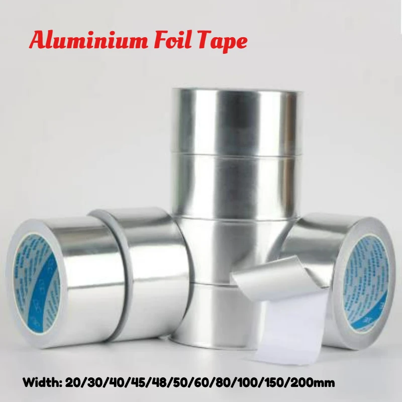 1pcs Width 20mm~200mmThickened Self-adhesive Aluminum Foil Tape Heat-resistant Pipeline Insulation Sealing Tin Foil Tape