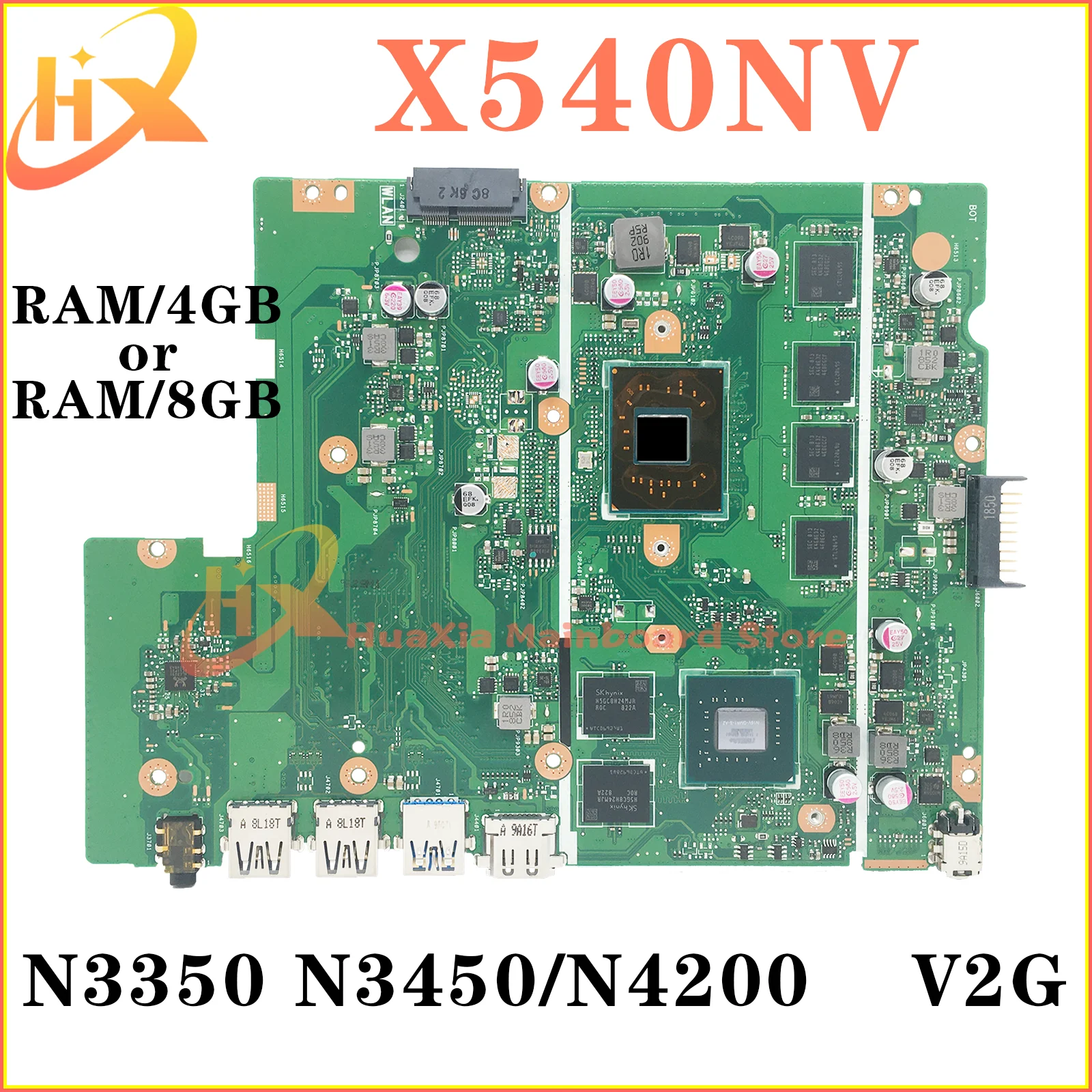 

X540N Mainboard For ASUS X540NV D540NV F540NV A540NV R540NV X580NV Laptop Motherboard N3350 N3450/N4200 GPU-V2G RAM-4GB/8GB