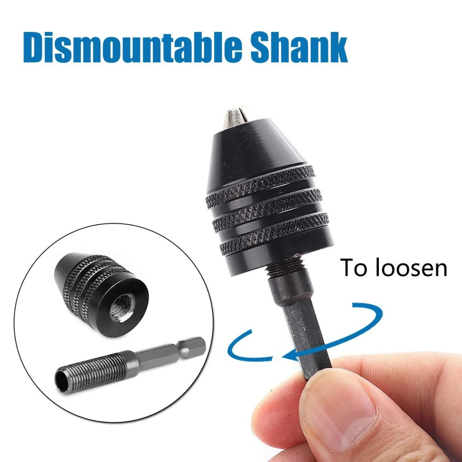 Keyless 1/4 Hex Shank Drill Bit Chuck Adapter 0.8-8.0mm 0.3-6.5mm 0.3-3.4mm Impact Driver Quick Change Converter Extension view 4