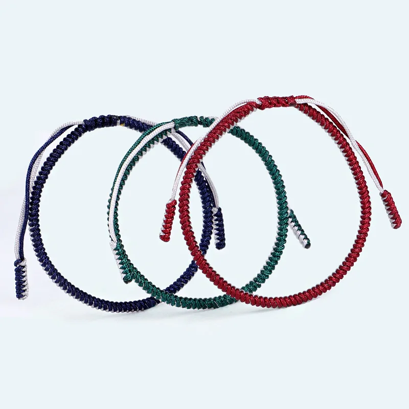 Bracelet en corde à nœuds mixtes fait à la main, bouddhiste tibétain porte-bonheur, cadeau pour femmes et hommes