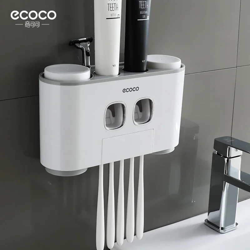 ECOCO-Wall Mounted Automatic Toothpaste Squeezer, Dispenser Set for Kids, Hands Free, Acessórios do banheiro