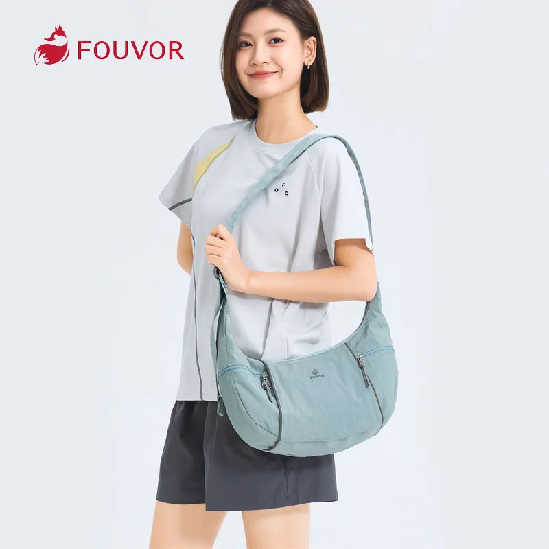 

Легкая сумка через плечо Fouvor на молнии с регулируемым ремешком, легко чистящаяся водонепроницаемая сумка через плечо, спортивные повседневные сумки-бродяги 3073-11