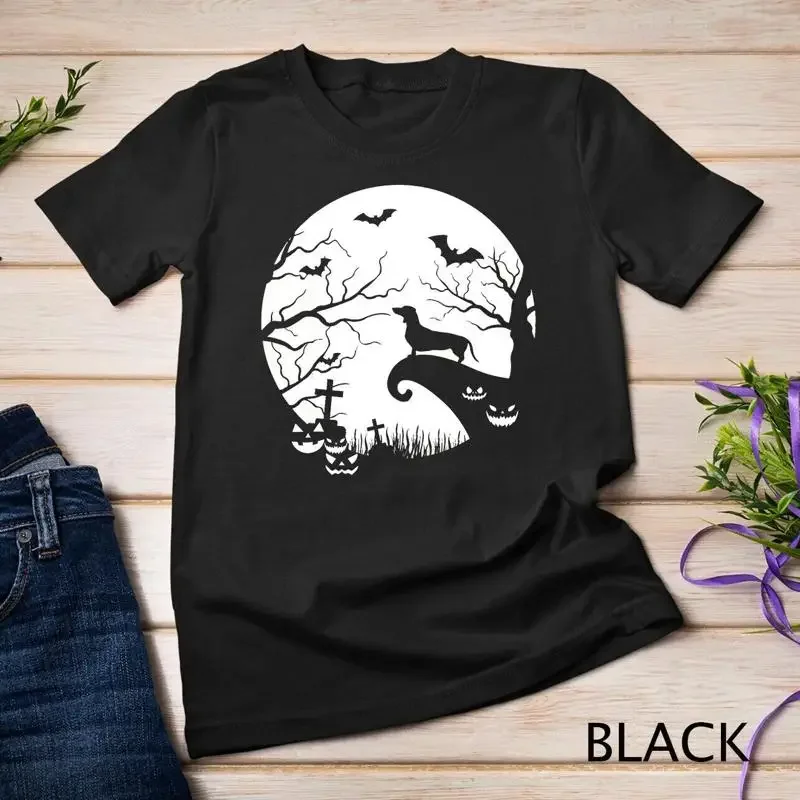 Weenie Dog And Moon Dachshund Halloween Pumpkin T Shirt Unisex T shirt