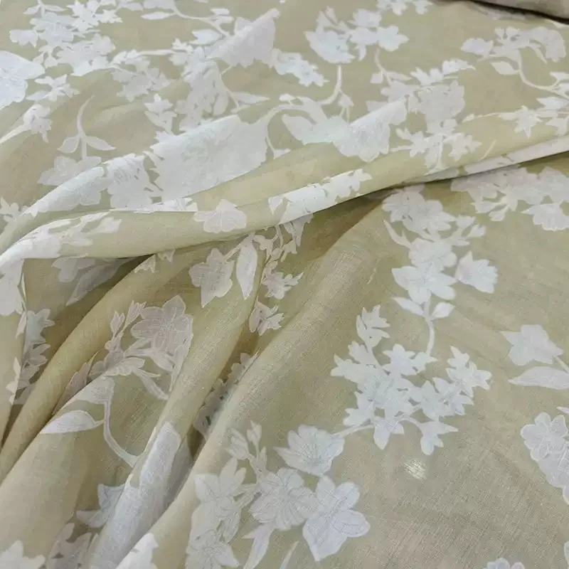 

Праздничный стиль, растительный и цветочный узор, материал Рами, ткань для женщин, летние классические брюки, ткань «сделай сам», швейный материал