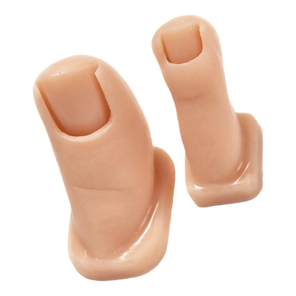 

2 Pcs Nail Practice Toes Pure Silicone Fake Thumb Feet Artificial Hand Suit Ergonomic Realistic Long for Painting