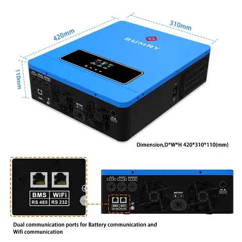 Hybrid solväxelriktare 10,2 kW 6,2 kW 4,2 kW 3 kW Off Grid ren sinusvågsväxelriktare 48 V 24 V 12 V 230 VAC med MPPT 160 A 120 A 80 A laddare 8 best sales 48v solväxelriktare - №8