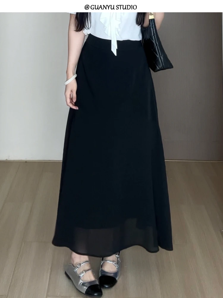 

Модная простая юбка-миди А-силуэта больших размеров для женщин, летняя, элегантная, для города, из полиэстера, с драпировкой на талии