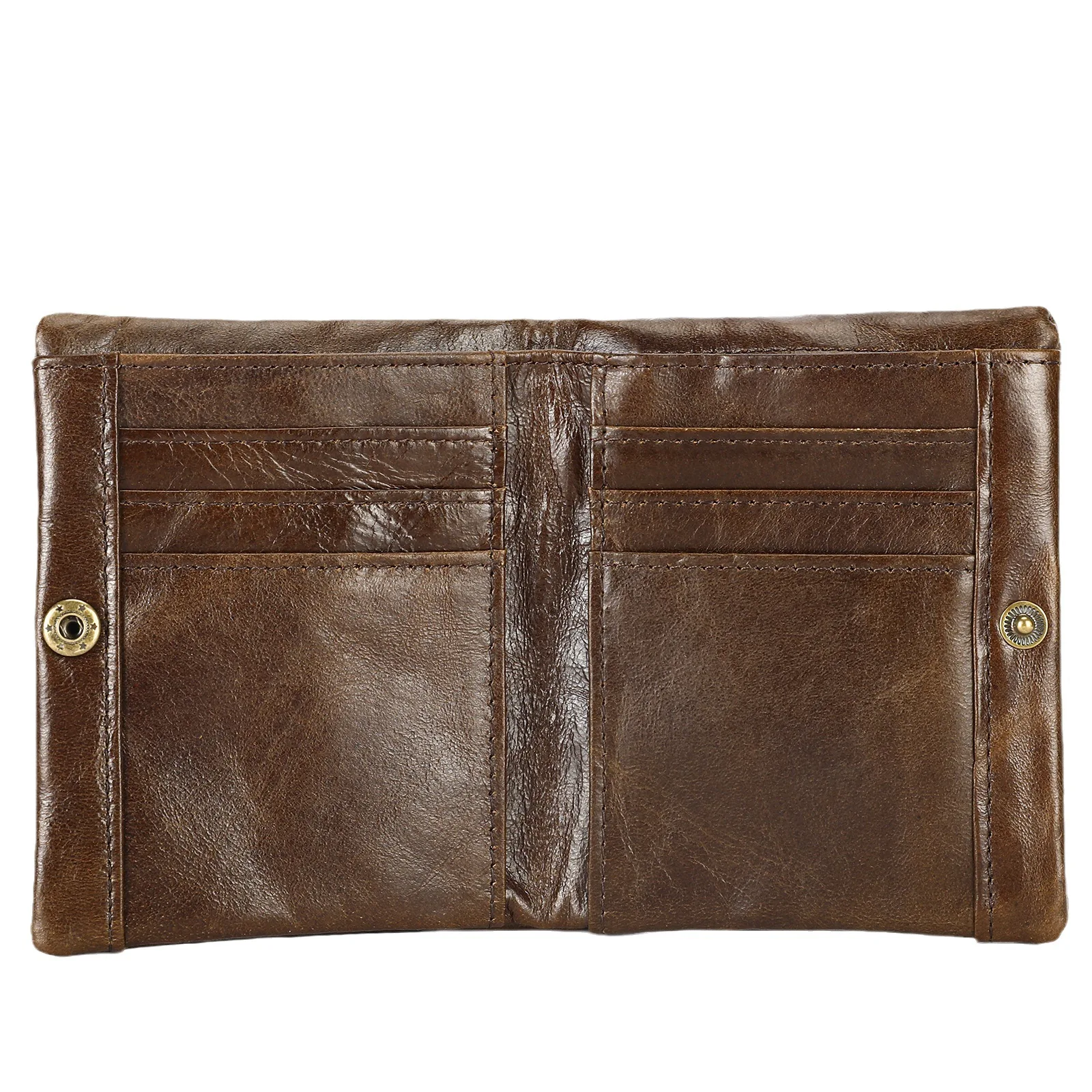 Men's Genuine Leather Vintage Wallet Short RFID Anti-theft Brush Money Clip Oil Wax Cowhide Card Package