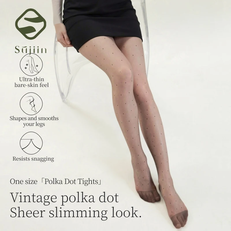 SUJIIN Sexy Polka Dot Transparente Strumpfhose für Damen, Sommer, reißfest, leichte Strumpfhose für Büro und Arbeit, Strümpfe mit Fuß, Damen XW011
