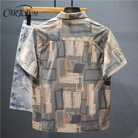 

Summer Lightweight Plaid Short Sleeve Shirt Men Trendy Fashion Japanese Style Casual Wear Open Shirt