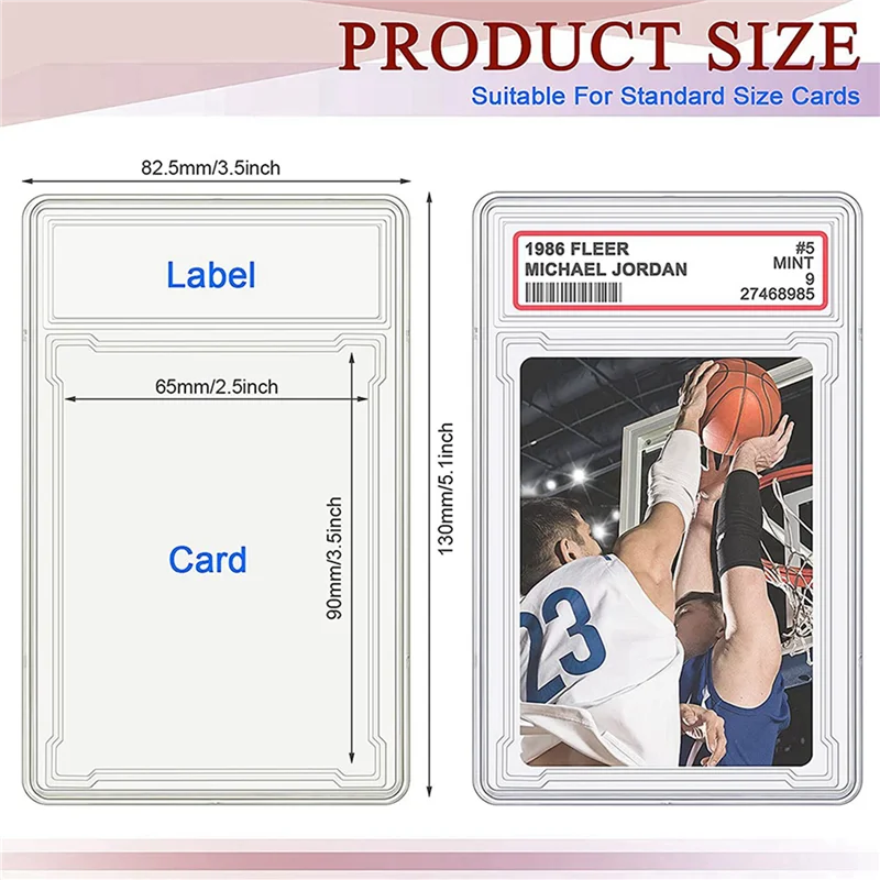 Trading Cards Protector Case Acrylic Clear Baseball Card Holders With Label Position Hard Card Sleeves (48 Pieces)