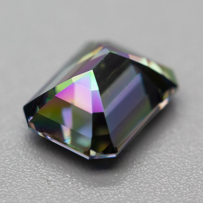 인증서가 포함된 레인보우 컬러 모이사나이트 스톤 에메랄드 컷 0.5-5.0ct GRA 보고서가 포함된 포지티브 패스 다이아몬드 테스터