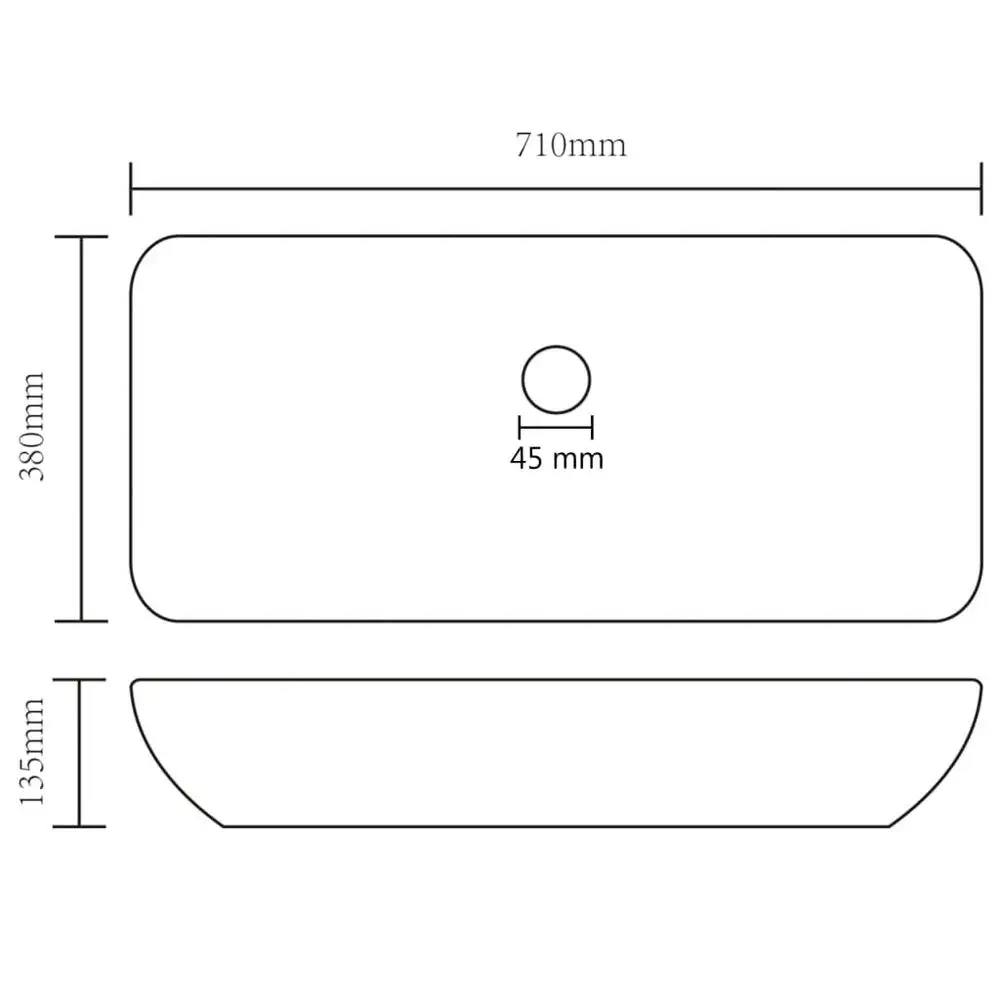 Afbeelding 9: Luxe rechthoekige wastafel, mat wit, 71x38 cm, keramiek