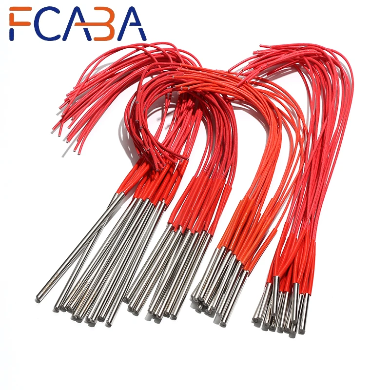 FCABA 2pcs 10mm x 150mm Heating Element Mould Wired Cartridge Heater AC 220V 110V 380V 300W