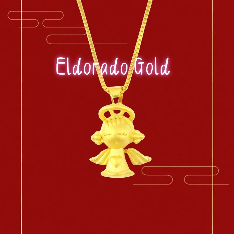 

Fashionable AU750 18K gold simple and versatile little angel pendant necklace, suitable for women, ideal collarbone chainValenti