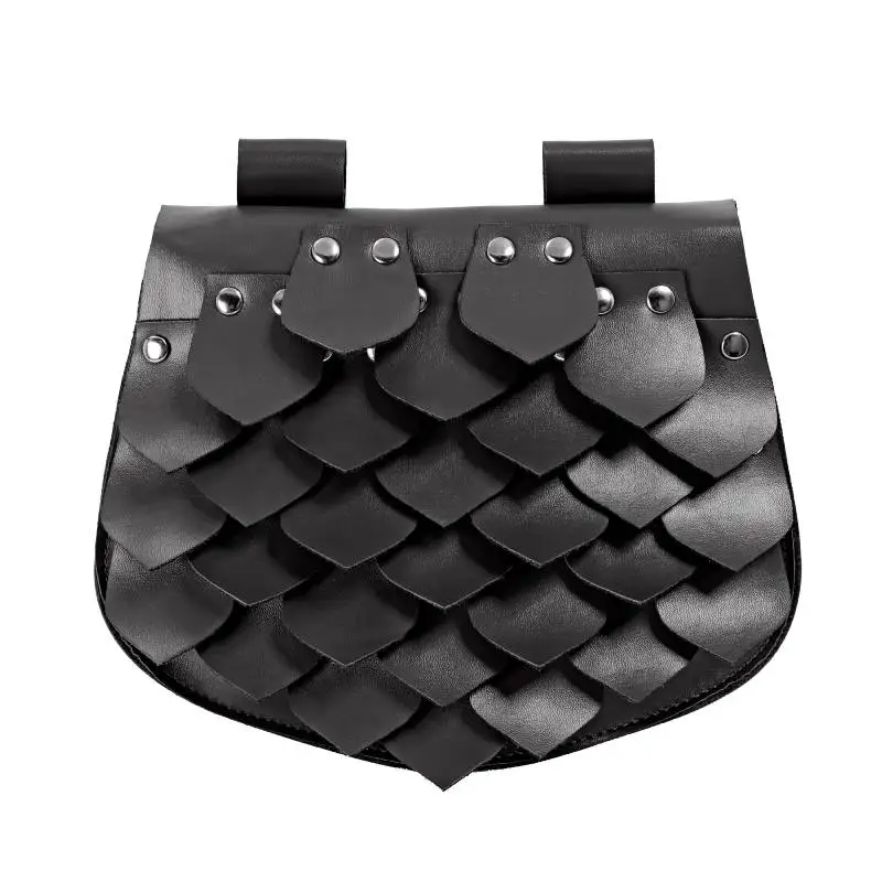 DAZCOS القرون الوسطى عصر النهضة LARP فايكنغ التنين مقياس حقيبة بحزام فو الجلود مقياس الخصر حقيبة LARP زي ملحق للرجال والنساء