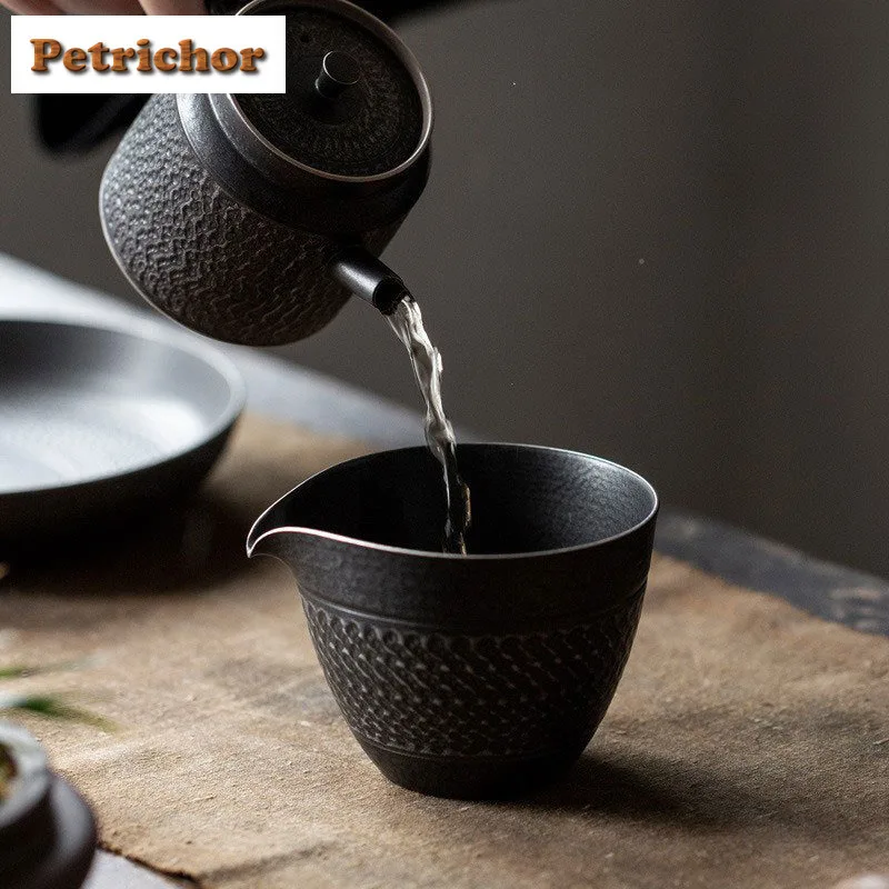 175 مللي النمط الياباني الفضة الأسود اليدوية سكين القفز نمط إبريق الشاي صب الشاي تشا هاي موزع العدالة كوب معرض القدح #4