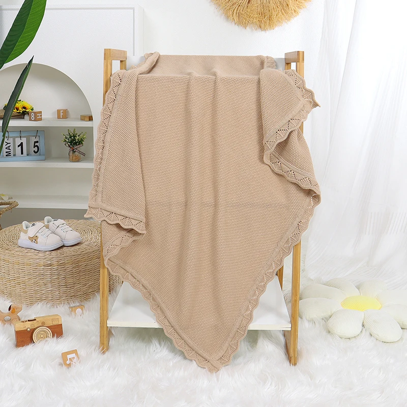 Baby Blankets Cotton Knitted Newborn Boy Girl Bedding Quilt 100*80CM Infant Stroller Swaddle Super Soft Fashion Ruffles Wrapping