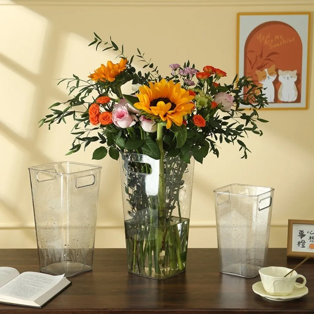 Household Nordic Style Flower Bucket Acrylic Modern Flower Wake Up Vase Transparent Flower Arrangement Home Decoration