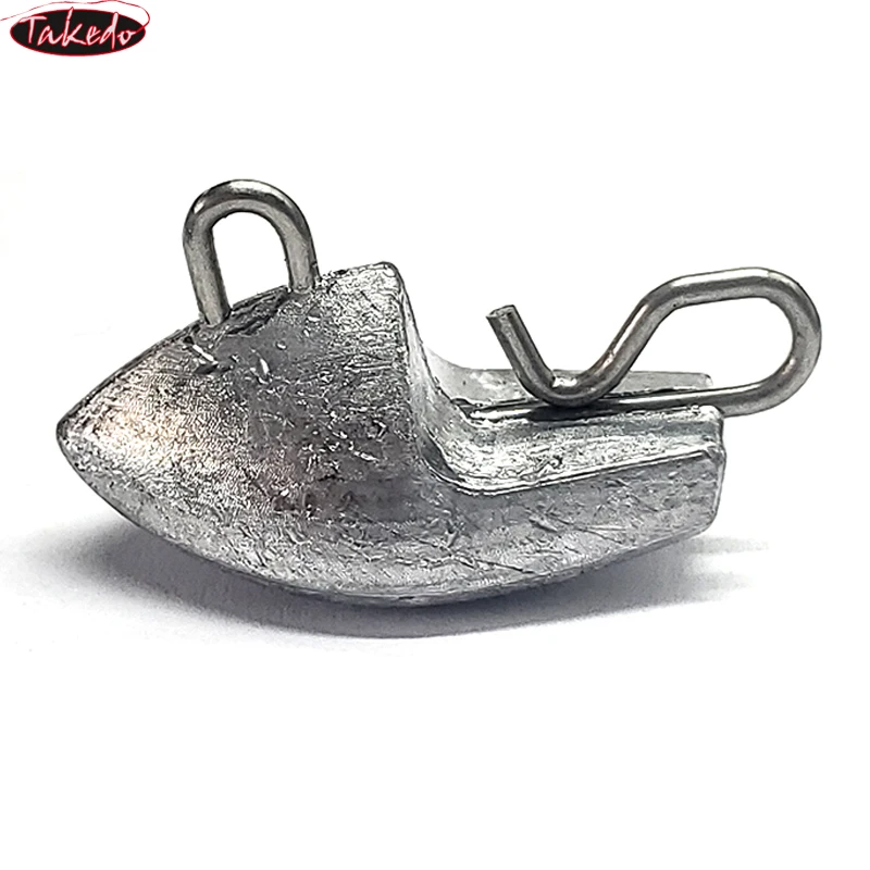 TAKEDO FD05 Ship Type 7g 10g 14g 20g Metal Fishing Weight With Worm Hook Drop Shot Fishing Accessories Lead Sinkers For Fishing