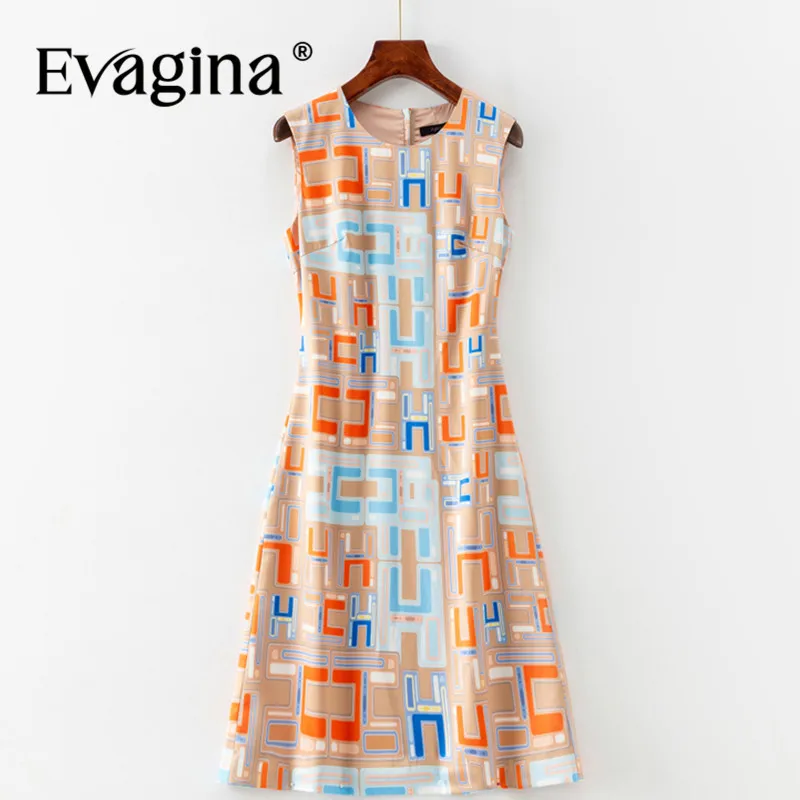 

Evagina Fashion Design Summer Women's Pencil Dress Sleeveless Letter Printed Office Work Short Dresses