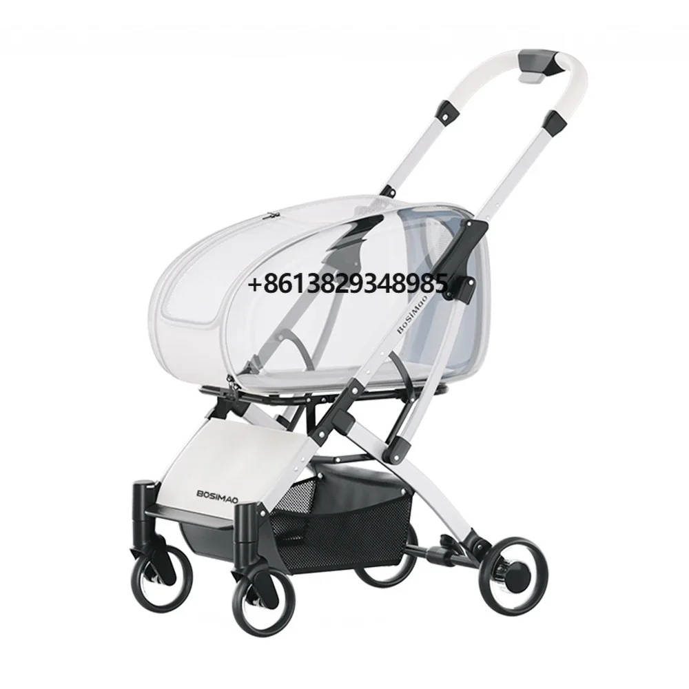 Small & Medium Sized Pet Stroller Cart High-Appearance Level Aluminum Alloy Luxury Multi-Purpose Car Basket for Dogs and Cats