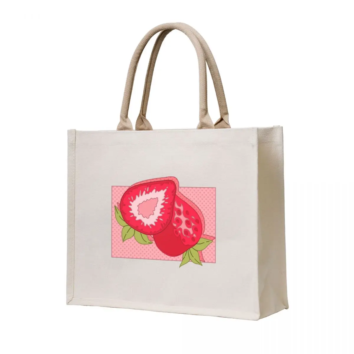

Cute pink strawberry Tote Bag bags for women custom fabric bag Shopper handbag bag luxury women