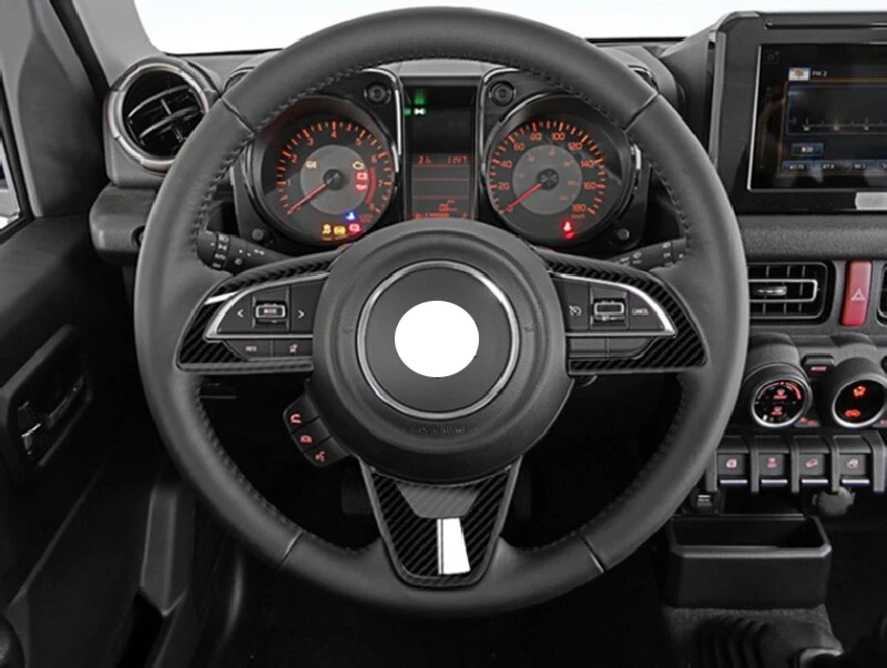 لسوزوكي جيمي JB64W/JB74/JC74W 2018-2025 اكسسوارات السيارات عجلة القيادة غطاء لوحة الحافة إدراج شارة صب مقبلات