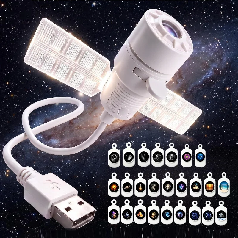 USB Star Galaxy Projector Night Light Soft Glow Dynamic Ocean Star Projection Lamp LED Light for Bedroom Car Interior Decor