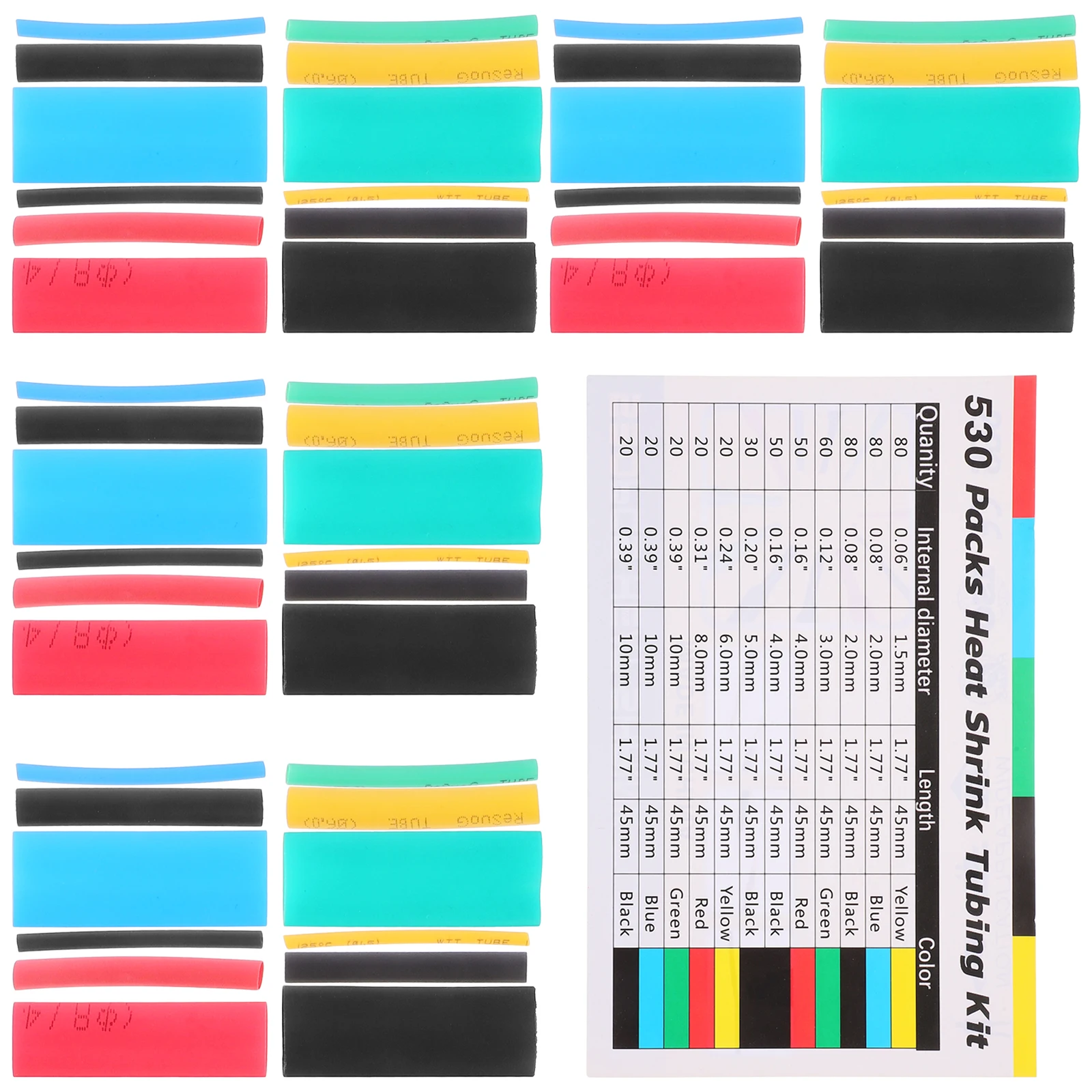 

530Pcs Heat Shrink Tubing Set Wire Cable Wrap Insulation Repair Sleeving Kit Heat Shrink Tube Wrap Cable Shrinking Sleeving