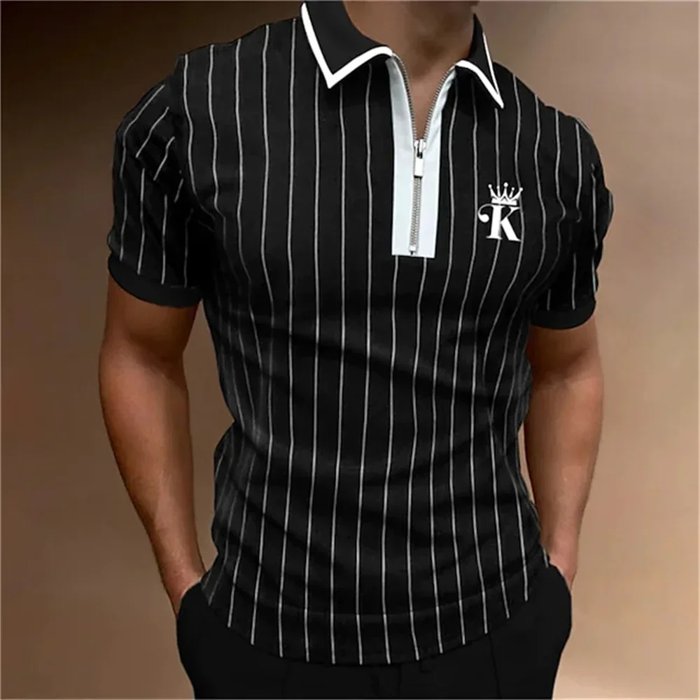 

New Men Polo Shirt Summer Letter Short Business Brand High Quality Poker Street T Shirt